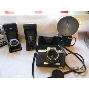 Vintage Cameras, Kodak Kodet lens, Sears SL-9, Ansco, #2 autographic Brownie
